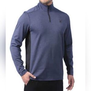 Spyder Men's Blue & Black Half Zip Long Sleeve Activewear Shirt